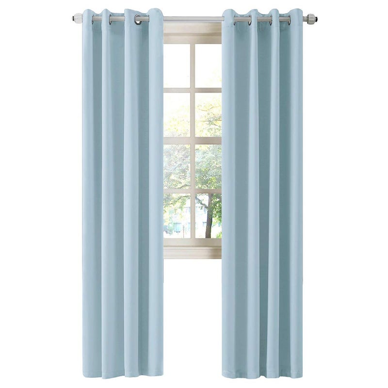 LA PALMA Thermal Insulated Blackout Darkening Grommet Living Room Curtains Window Drapes for Bedroom Pack of 2 Panels - Image 1